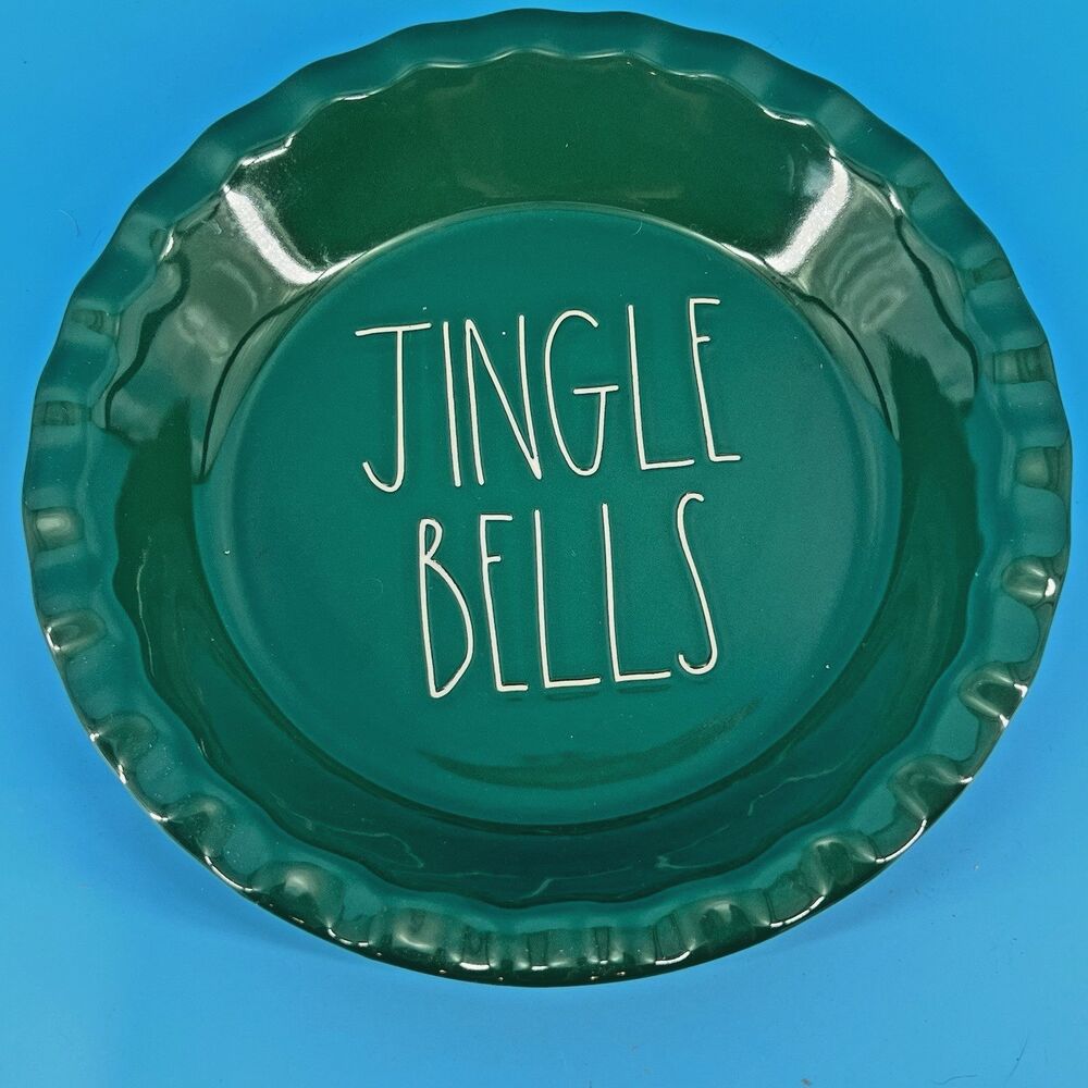 Rae Dunn Jingle Bells Dish Green and White Kitchen Baking
